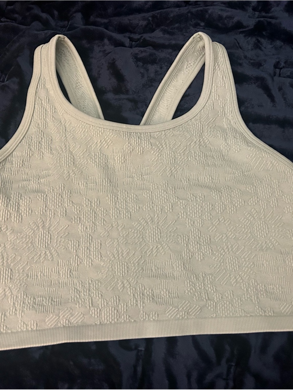 Seamless Floral Textured Racerback Bralette - pale blue